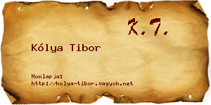 Kólya Tibor névjegykártya